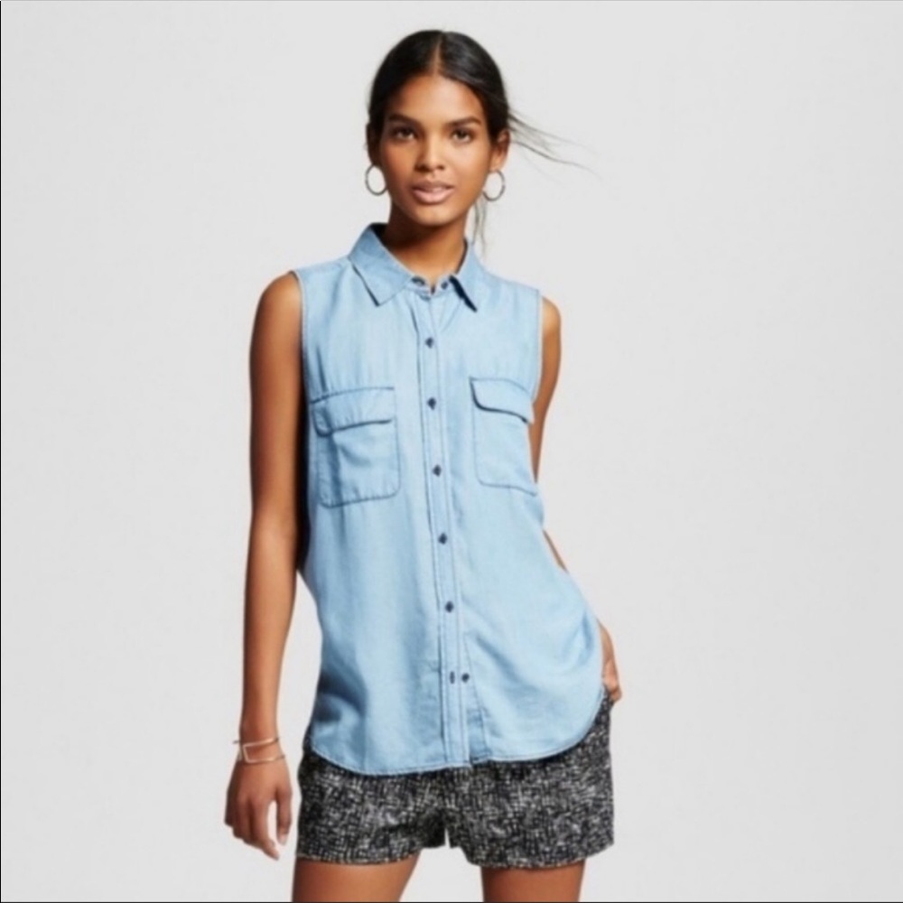 Who What Wear chambray blouse size small